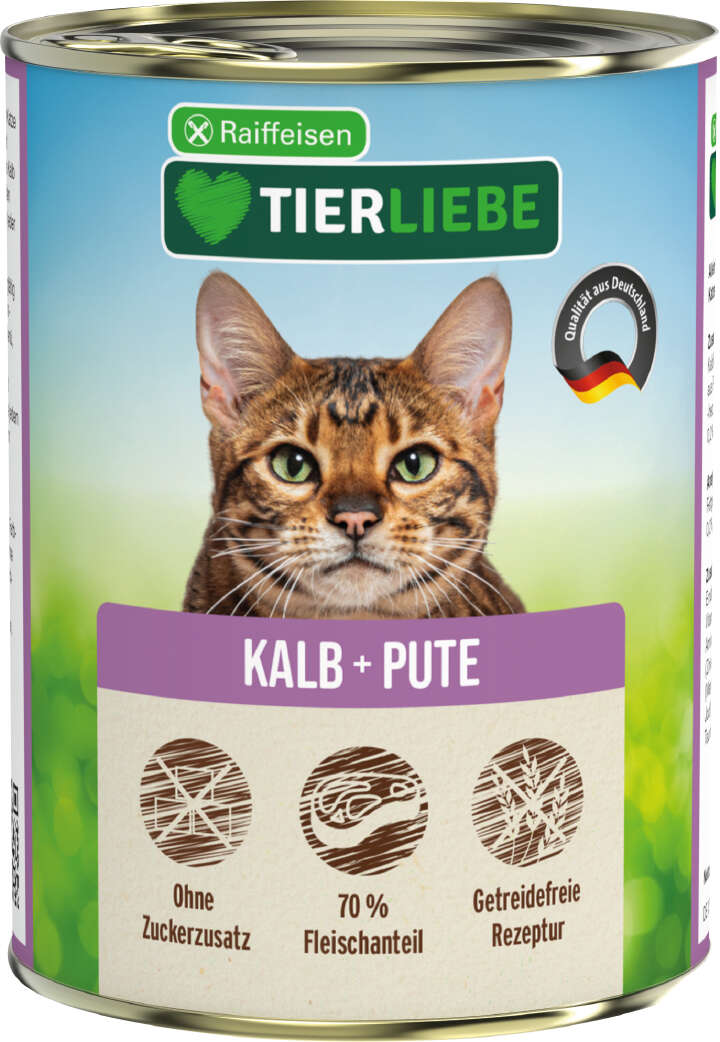 TIERLIEBE Katzen-Nassfutter Kalb und Pute